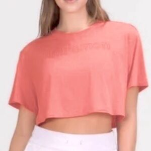 LULULEMON ALL YOURS CROP TEE RASBERRY CREAM COLOR SIZE 8 NWT